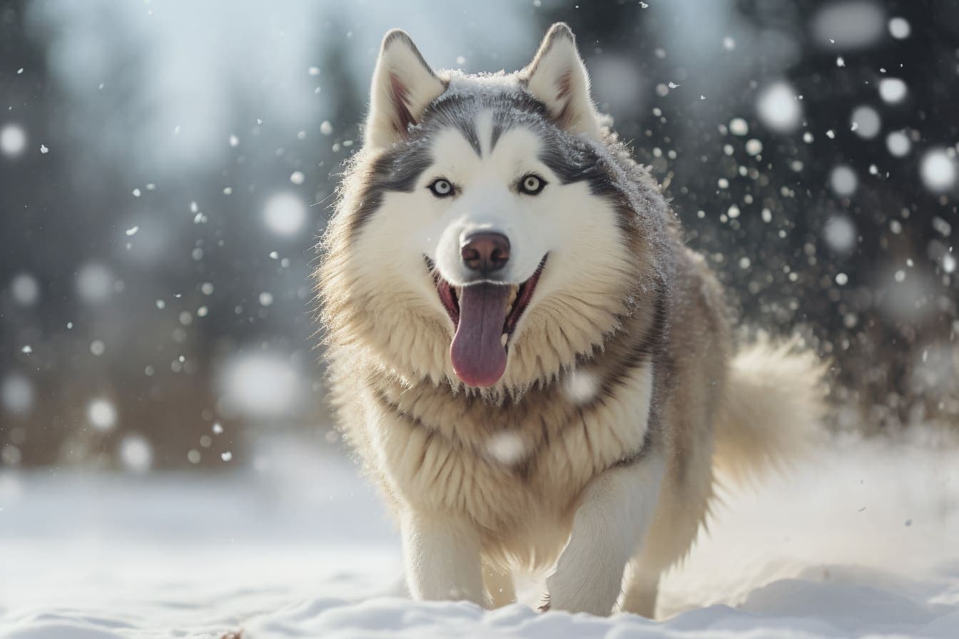 Koda playing in the snow