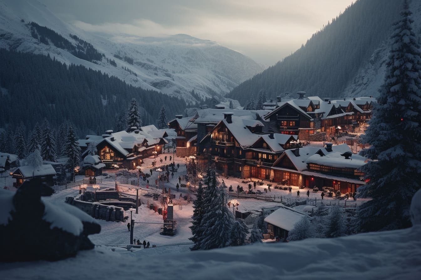 Ski resort in valley